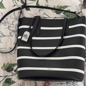 Black and White Striped Women's Bag